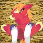  2015 animal_genitalia anus balls big_macintosh_(mlp) blush covering_face equine fetlocks flaccid friendship_is_magic green_eyes hooves horse horsecock hoverrover lying male male/male mammal my_little_pony on_back one_eye_closed penis sheath shining_armor_(mlp) shy solo_focus 