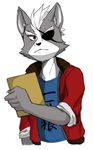  anthro canine clothing eyewear jacket male mammal nintendo plain_background solo star_fox unknown_artist video_games wolf wolf_o&#039;donnell 