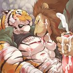  feline giraffe_(artist) licking lion male male/male mammal penis tiger tongue tongue_out 