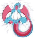  anus bed butt dragon female hurikata looking_at_viewer nintendo plump_labia pok&eacute;mon pussy pussy_juice salamence solo video_games wings 