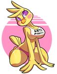  avian bib bird blush breasts chicken clothing female five_nights_at_freddy&#039;s five_nights_at_freddy&#039;s_2 greycoat panties purple_eyes smile toy_chica_(fnaf) underwear video_games 