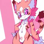  breasts cat cotora cute feline female flat_chested fur kemono mammal nipples pink_fur purple_eyes 