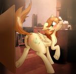  2015 animal_genitalia anus blush butt cutie_mark equine equine_pussy fan_character female feral looking_back mammal my_little_pony pegasus pussy raised_tail smokedpone solo wings 