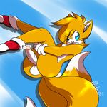  balls blue_eyes butt canine fox girly mammal miles_prower moneychan multiple_tails penis sonic_(series) 