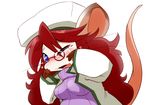  blue_eyes breasts brown_hair clothing cute fur hair hat kemono long_hair mammal mouse one_eye_closed open_mouth rodent sweater tears ukan_muri white_fur 