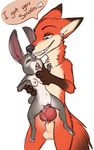  anthro canine character_from_animated_feature_film disney female fox judy_hopps lagomorph male mammal nick_wilde size_difference tigress_(artist) zootopia 