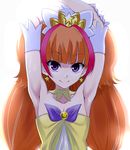  amanogawa_kirara arm_up armpits bad_id bad_pixiv_id breasts choker cleavage cure_twinkle earrings go!_princess_precure jewelry looking_at_viewer magical_girl multicolored_hair natsupa orange_hair precure purple_eyes red_hair small_breasts smile solo star star_earrings twintails two-tone_hair 