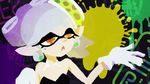  +_+ 1girl animated animated_gif artist_request domino_mask gloves hotaru_(splatoon) mask mole nintendo orange_eyes pose silver_hair splatoon tentacle_hair 