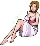  aroma_lady_(pokemon) bad_id bad_tumblr_id barefoot bob_cut breasts brown_hair cleavage closed_eyes crossed_legs dress full_body large_breasts pokemon pokemon_(game) scathegrapes short_hair sitting solo sundress 