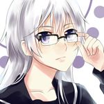  bespectacled genderswap genderswap_(mtf) glasses kakumeiki_valvrave l-elf long_hair purple_eyes ribbon sanaki_(mookeymuknet) school_uniform serafuku silver_hair solo 