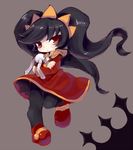  ashley_(warioware) black_hair crab_man dress hug long_hair pantyhose red_eyes shoes solo stuffed_toy twintails warioware 