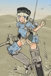  aohashi_ame beret blonde_hair blue_eyes cannon cecilia_glinda_miles ear_protection gloves goggles goggles_on_head gun hat highres mecha_musume open_mouth radio_antenna short_hair sketch solo uniform weapon world_witches_series 
