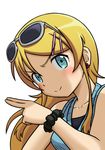  bad_id bad_pixiv_id blonde_hair eyewear_on_head green_eyes highres kousaka_kirino long_hair ore_no_imouto_ga_konna_ni_kawaii_wake_ga_nai sakaki_youma scrunchie smile solo sunglasses 