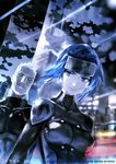  1girl artificial_eyes batou blue_eyes blue_hair bob_(biyonbiyon) bodysuit breasts ghost_in_the_shell ghost_in_the_shell_arise head_mounted_display kusanagi_motoko medium_breasts night short_hair white_hair 