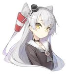  amatsukaze_(kantai_collection) brown_eyes hair_tubes hairband kantai_collection long_hair looking_at_viewer lowres minono_aki silver_hair solo two_side_up white_background windsock 