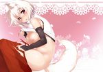  animal_ears blush breasts bridal_gauntlets elbow_gloves gloves inubashiri_momiji large_breasts looking_at_viewer nipples open_mouth pulling red_eyes short_hair smile solo tail tera_zip touhou white_hair wolf_ears wolf_tail 