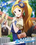  bag blonde_hair champagne_flute character_name cup dress drinking_glass emily_stewart hairband handbag idolmaster idolmaster_million_live! long_hair looking_at_viewer official_art smile solo_focus twintails 