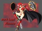  banemumu bikini_armor gradient gradient_background red_eyes red_hair sword 