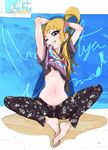  blonde_hair blue_eyes enouchi_ai fukuhara_ann long_hair mouth_hold navel pretty_(series) pretty_rhythm pretty_rhythm_rainbow_live side_ponytail solo 