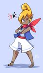  ;) bad_id bad_tumblr_id bigdead93 blonde_hair blue_eyes crossed_arms flat_chest full_body highres neckerchief one_eye_closed pointy_ears sandals shorts simple_background smile solo tetra the_legend_of_zelda the_legend_of_zelda:_the_wind_waker vest zelda_musou 