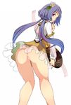  anus ass bad_id bad_twitter_id bare_legs bent_over biwa_lute censored chain dress finger_to_mouth flower from_behind hair_flower hair_ornament heart heart_censor instrument lavender_hair long_hair long_sleeves looking_back low_twintails lute_(instrument) no_panties purple_eyes pussy short_dress simple_background smile solo touhou tsukumo_benben twintails upskirt urin white_background 