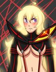  berserkbrandee blonde_hair blush breasts crossover highres kill_la_kill koshimizu_ami long_hair midriff revealing_clothes rwby school_uniform seiyuu_connection senketsu solo underboob yang_xiao_long 