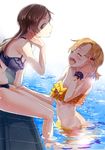  bad_id bad_pixiv_id bikini brown_eyes brown_hair closed_eyes hair_bobbles hair_ornament idolmaster idolmaster_million_live! kitazawa_shiho long_hair multiple_girls navel open_mouth short_hair sitting smile soaking_feet swimsuit wading water wristband yabuki_kana yae_(mono110) 