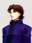  bad_id bad_pixiv_id brown_eyes brown_hair cross cross_necklace fate/stay_night fate_(series) fuyuki_(neigedhiver) highres jewelry kotomine_kirei male_focus necklace solo 