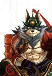  2019 abs anthro canid canine canis clothing digital_media_(artwork) fur male mammal muscular muscular_male ohayashi55 pecs temujin tokyo_afterschool_summoners video_games wolf 