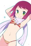  bikini breasts green_eyes hibiki_misora looking_at_viewer midriff miyata_(lhr) navel red_hair rockman ryuusei_no_rockman scarf short_hair small_breasts solo swimsuit 