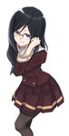  aki_yasm black_hair blue_eyes glasses green_neckwear hibike!_euphonium highres long_hair neckerchief pantyhose school_uniform solo tanaka_asuka 