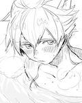  bad_id bad_pixiv_id blush greyscale hakuryuu_(inazuma_eleven) inazuma_eleven_(series) inazuma_eleven_go long_hair male_focus monochrome parted_lips ponytail rococolove sketch solo steam upper_body water wet white_background 