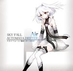  2015 air_(sky_fall) character_name copyright_name dated dengeki_bunko detached_sleeves hair_intakes hair_ornament highres official_art red_eyes sky_fall_kikai_ningyou_to_rurousha sleeves_past_wrists solo thighhighs tokiti white_hair 