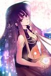  bangs beads bishoujo_senshi_sailor_moon black_hair breasts cleavage crystal facial_mark forehead_mark glowing large_breasts long_hair mistress_9 purple_eyes solo star tomoe_hotaru tsuki_usagi very_long_hair 