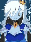  1girl adventure_time blue_skin breasts dress fang ice_queen long_hair rikofoss simple_background white_hair 