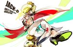  belt breasts cameltoe center_opening guilty_gear guilty_gear_xrd halo high_heels jack-o'_valentine large_breasts long_hair mask mask_removed multicolored_hair red_eyes red_hair solo sumi_(penon62) two-tone_hair white_hair 