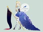  akakura bird blonde_hair bluebird dress flag long_hair mountain_bluebird original pantyhose personification solo 