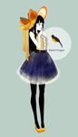 akakura baird's_trogon bird black_hair black_legwear hat long_hair original pantyhose personification solo typo 