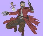 groot guardians_of_the_galaxy gun jacket long_coat marvel mask peter_quill plant potted_plant red_jacket weapon yukko93 