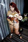  1girl asian blue_eyes branwen branwen_(cosplay) breasts brown_hair censored chouzuki_maryou cleavage cosplay female hobby_japan large_breasts lost_worlds photo plump queen&#039;s_blade queen&#039;s_blade_rebellion queen's_blade queen's_blade_rebellion solo 
