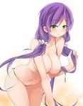  bad_id bad_pixiv_id bikini breasts green_eyes hair_over_shoulder large_breasts long_hair looking_at_viewer love_live! love_live!_school_idol_project low_twintails micro_bikini purple_hair smile solo swimsuit toujou_nozomi twintails very_long_hair yostxxx 