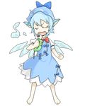  animal_ears barefoot blue_hair cirno cosplay hat lowres microphone music mystia_lorelei mystia_lorelei_(cosplay) poketto short_hair singing solo touhou wings 