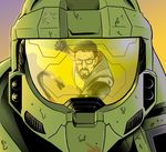  angry crossover crowbar epic fight fighting glasses gordon_freeman half-life half_life halo_(game) helmet master_chief reflection weapon 