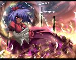  bad_id bad_pixiv_id nanato onbashira purple_hair red_eyes rope shide shimenawa short_hair solo touhou yasaka_kanako 