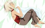  428 bare_shoulders barefoot blonde_hair canaan canaan_(character) closed_eyes feet komatsu_(sakanae) sleeping solo 