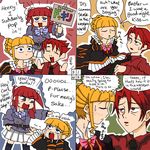  2boys 4koma beatrice bow brother_and_sister comic hard_translated multiple_boys pink_bow rifyu siblings thighhighs translated umineko_no_naku_koro_ni ushiromiya_ange ushiromiya_battler 