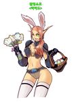  animal_ears armor basket bikini_armor blood_elf breasts bunny_ears choker cleavage easter egg elbow_gloves flower gauntlets gloves green_eyes korean long_hair pointy_ears red_hair redhead smile thigh-highs thighhighs warcraft wink world_of_warcraft 
