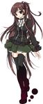  brown_eyes brown_hair kaminari_mai legs long_hair one_side_up original ribbon skirt solo thighhighs zettai_ryouiki 