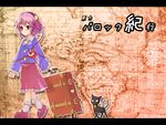  bell eyes kaenbyou_rin kaenbyou_rin_(cat) komeiji_satori map mitsuki_yuuya pink_hair purple_eyes solo suitcase touhou translated 