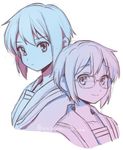  a-ka dual_persona glasses multiple_girls nagato_yuki smile suzumiya_haruhi_no_shoushitsu suzumiya_haruhi_no_yuuutsu upper_body watermark 